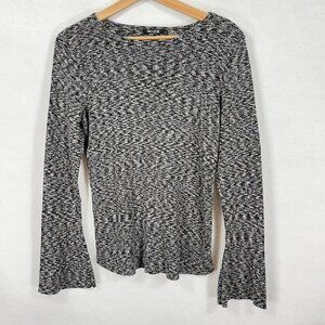 Nic + Zoe Black And White Flared Sleeve Pullover Cotton Modal Blend Sweater L